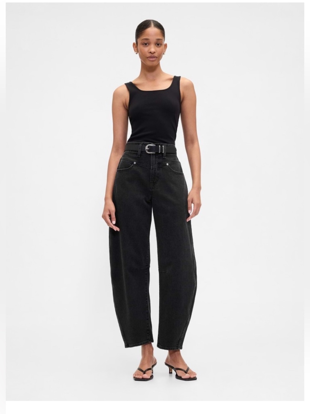 GAP 10P high rise barrel jeans in washed black size 30 NWT